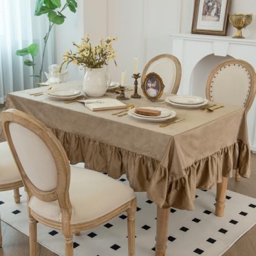 LOSIVISHE Velvet Tablecloth with Elegant Pleated Skirt