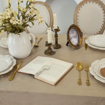 LOSIVISHE Velvet Tablecloth with Elegant Pleated Skirt