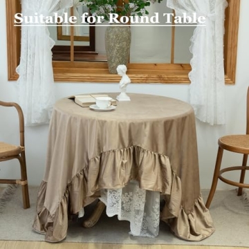 LOSIVISHE Velvet Tablecloth with Elegant Pleated Skirt