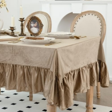 LOSIVISHE Velvet Tablecloth with Elegant Pleated Skirt