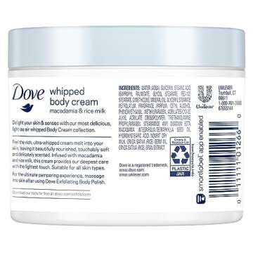 Dove Whipped Body Cream Macadamia and Rice Milk 10 oz