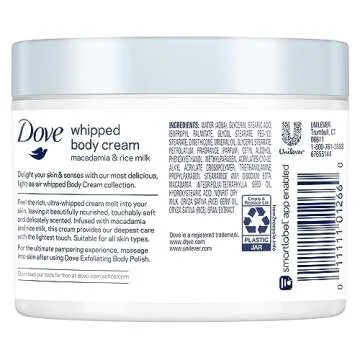 Dove Whipped Body Cream Macadamia and Rice Milk 10 oz