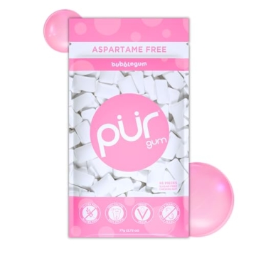 PUR Gum - Natural Bubblegum Chewing Gum, Aspartame Free, 100% Xylitol, 55 Pieces