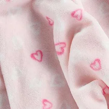 CREVENT Cozy Plush Baby Blanket - Pink Heart Design
