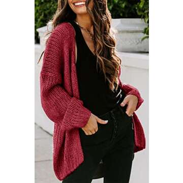PRETTYGARDEN Solid Color Casual Womens Fall Fashion Open Front Midi Long Cardigan Sweaters