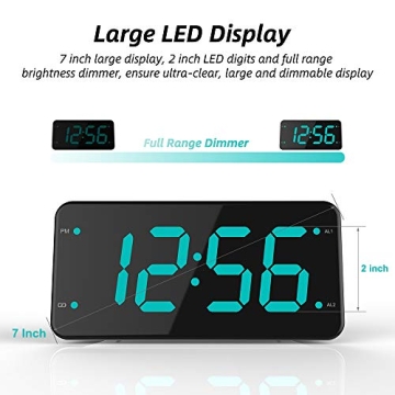 Easy Setting Dual Alarm Clock with Bed Shaker & USB Charger