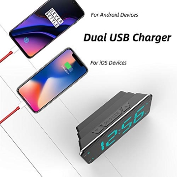 Easy Setting Dual Alarm Clock with Bed Shaker & USB Charger