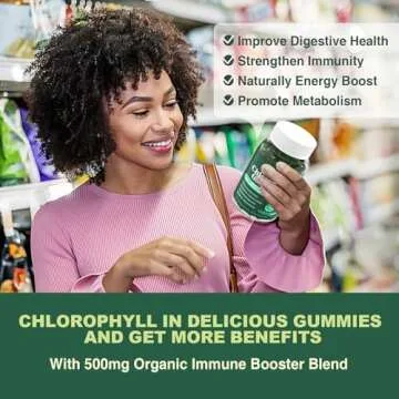 Sugar Free Chlorophyll Gummies - with Unfiltered ACV, Sea Moss & Elderberry, Echinacea, Vitamin D3, C, E, B12 - Natural Deodorant, Breathe Fresh, Immune & Digestion Support, Vegan Delicious Chews 60Ct