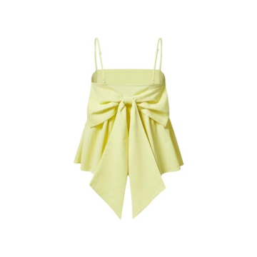 BEAUDRM Women's Solid Big Bow Back Ruffle Hem Spaghetti Strap Party Top Regular Fit Flared Cami Top ...