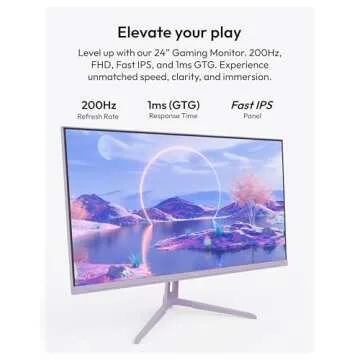 Pixio PX248 Wave Purple 24 inch 200Hz Refresh Rate FHD 1080p Resolution Fast IPS Panel 1ms GTG Respo...