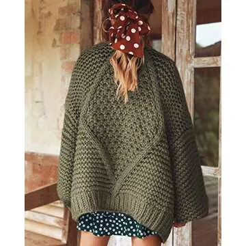 Remikstyt Womens Chunky Cardigan - Cozy Oversized Style