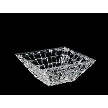 Nachtmann Bossa Nova Collection Square Dip Bowls, Set of 2, Clear Crystal Glass, Serving Dish for Sa...