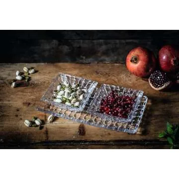 Nachtmann Bossa Nova Collection Square Dip Bowls, Set of 2, Clear Crystal Glass, Serving Dish for Sauce, Salsa, Ice Cream, and Dips, Giftable, 7.8 Inch, Clear, Dishwasher Safe