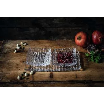 Nachtmann Bossa Nova Collection Square Dip Bowls, Set of 2, Clear Crystal Glass, Serving Dish for Sauce, Salsa, Ice Cream, and Dips, Giftable, 7.8 Inch, Clear, Dishwasher Safe