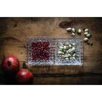 Nachtmann Bossa Nova Collection Square Dip Bowls, Set of 2, Clear Crystal Glass, Serving Dish for Sauce, Salsa, Ice Cream, and Dips, Giftable, 7.8 Inch, Clear, Dishwasher Safe