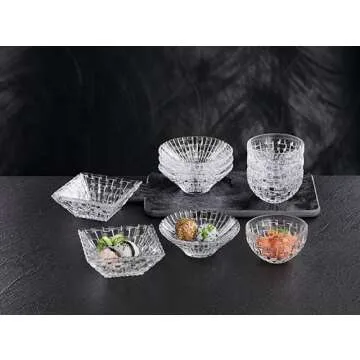 Nachtmann Bossa Nova Collection Square Dip Bowls, Set of 2, Clear Crystal Glass, Serving Dish for Sauce, Salsa, Ice Cream, and Dips, Giftable, 7.8 Inch, Clear, Dishwasher Safe