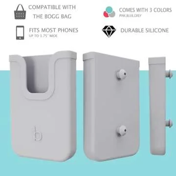 EASYDOG Silicone Phone Holder Compatible with Bogg Bag, Soft Silicone Charm Insert Accessories and Attachment for Bogg Beach Bags, Generic Portable Size Fits for iPhone and Android Phones Grey