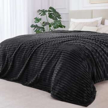 BEDELITE Fleece Blanket King Size – 3D Ribbed Jacquard Soft and Warm Decorative Fuzzy Blankets –...