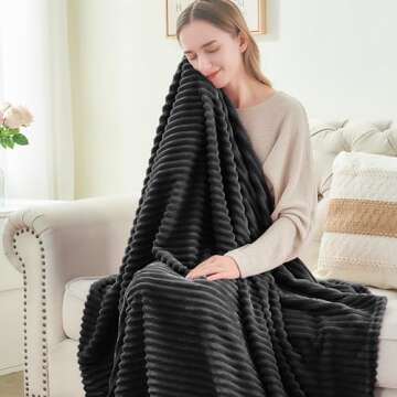 BEDELITE Fleece Blanket King Size – 3D Ribbed Jacquard Soft and Warm Decorative Fuzzy Blankets – Cozy, Fluffy, Plush Lightweight Throw Blankets for Couch, Bed, Sofa(Black, 108x90 inches)