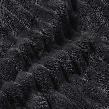 BEDELITE Fleece Blanket King Size – 3D Ribbed Jacquard Soft and Warm Decorative Fuzzy Blankets – Cozy, Fluffy, Plush Lightweight Throw Blankets for Couch, Bed, Sofa(Black, 108x90 inches)