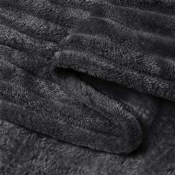 BEDELITE Fleece Blanket King Size – 3D Ribbed Jacquard Soft and Warm Decorative Fuzzy Blankets – Cozy, Fluffy, Plush Lightweight Throw Blankets for Couch, Bed, Sofa(Black, 108x90 inches)