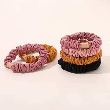 Silk Hair Ties Scrunchies - Small Mini Scrunchy for Women Thick Hair Accessories Cute Soft No Slip Hair Elastics Ponytail Holder for Curly Hair No Damage Hairties Gift for Girls