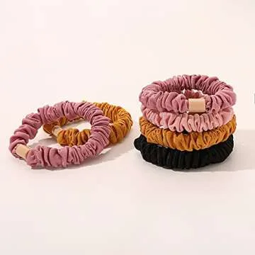 Silk Hair Ties Scrunchies - Small Mini Scrunchy for Women Thick Hair Accessories Cute Soft No Slip Hair Elastics Ponytail Holder for Curly Hair No Damage Hairties Gift for Girls