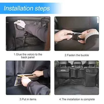 AUKEPO Car Trunk Organizer, Large Capacity Backseat Hanging Storage/Organizer with 6 Enlarged Pockets, Car Space Saving Expert, Trunk Organizer for Truck, SUV, Van, Space Saving Expert (Black)