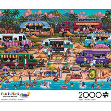 Buffalo Games - Heritage Artworks - Hawaiian Food Truck Festival - 2000 Piece Jigsaw Puzzle for Adul...