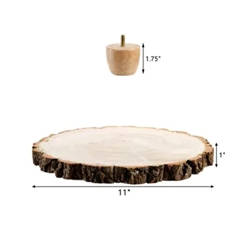 Frcctre 11 Inch Rustic Wood Cake Stand for Special Events