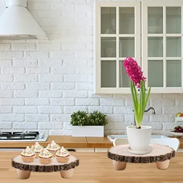 Frcctre 11 Inch Rustic Wood Cake Stand for Special Events