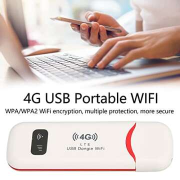 FOSA 4G LTE USB Portable Router, Pocket Mobile Hotspot with USB Powered, WPA WPA2 Encryption, Travel...