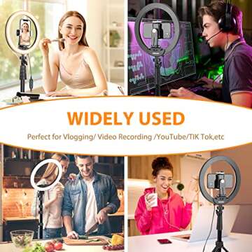 UBeesize 12.2" Ring Light with 62" Selfie Stick Tripod, LED Ring Light with Stand and Phone Holder f...