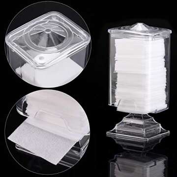 3 Pack Lint Free Nail Wipes Polish Remover Acrylic Gel Nail with 1 Pump Bottle Dispenser and 1 Cotton Pads Holder