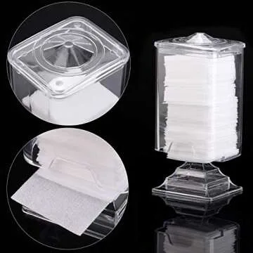 3 Pack Lint Free Nail Wipes Polish Remover Acrylic Gel Nail with 1 Pump Bottle Dispenser and 1 Cotton Pads Holder