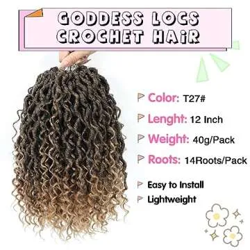 Fulcrum Goddess Locs Crochet Hair 12 Inch, 8 Packs New Faux Locs Crochet Hair for Black Women, Croch...