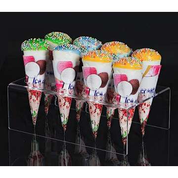 Kingrol 8-Hole Clear Ice Cream Cone Stands for Events