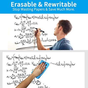 White Board Sticker, White Board Roll, White Board Paper, Dry Erase Contact Paper, Removable and Reusable, PET No Ghost White Board for Wall, Tables, Doors, Chalkboards, 17.3 x 84.3 inch-2 Rolls