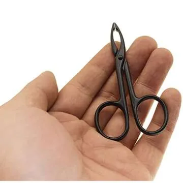 Motanar 2 Pieces Tweezers Scissor Handle Straight Tip Scissor Shaped Eyebrows Tweezers for Hair Plucker Remover Facial Hair Eyebrows Care (Silver and Black)