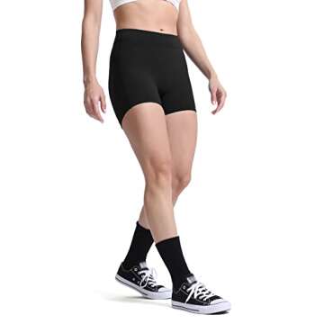 Aoxjox Workout Biker Shorts for Women Tummy Control High Waisted Athletic Hidden Scrunch Gym Running Yoga Short 4.5" (Black, Small)