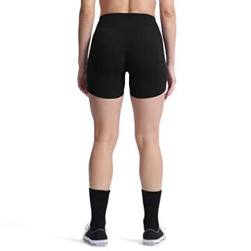 Aoxjox Workout Biker Shorts for Women Tummy Control High Waisted Athletic Hidden Scrunch Gym Running Yoga Short 4.5" (Black, Small)
