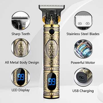 AMULISS Professional Mens Hair Clippers Zero Gapped Cordless Hair Trimmer Professional Haircut & Gro...