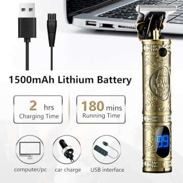 AMULISS Professional Mens Hair Clippers Zero Gapped Cordless Hair Trimmer Professional Haircut & Grooming Kit for Men Rechargeable LED Display