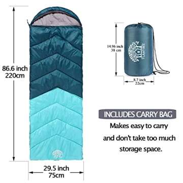 Flantree Sleeping Bag 4 Seasons Adults & Kids for Camping Hiking Trips Warm Cool Weather,Lightweight...