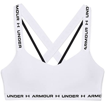 Under Armour Women's Crossback Low Sports Bra in White/Black