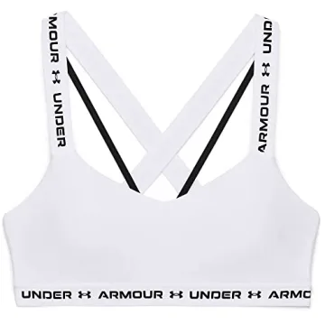 Under Armour Women's Crossback Low Sports Bra in White/Black