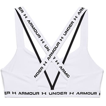 Under Armour Women's Crossback Low Sports Bra in White/Black