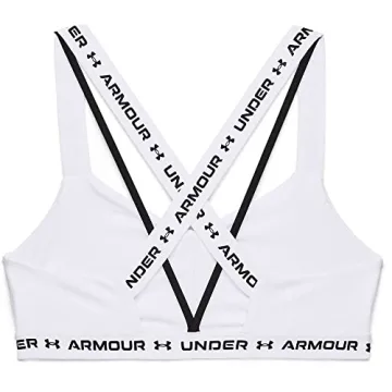 Under Armour Women's Crossback Low Sports Bra in White/Black