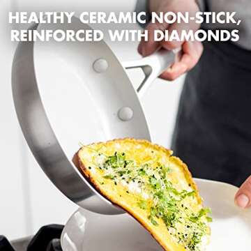 GreenPan Venice Pro Tri-Ply Stainless Steel Healthy Ceramic Nonstick 8" Frying Pan Skillet, PFAS-Free, Multi Clad, Induction, Dishwasher Safe, Oven Safe, Silver