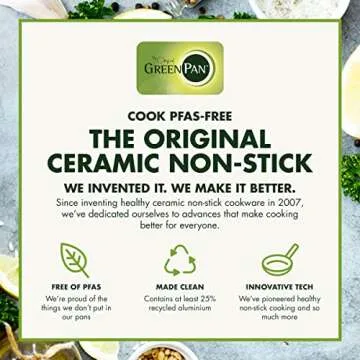 GreenPan Venice Pro Tri-Ply Stainless Steel Healthy Ceramic Nonstick 8" Frying Pan Skillet, PFAS-Free, Multi Clad, Induction, Dishwasher Safe, Oven Safe, Silver